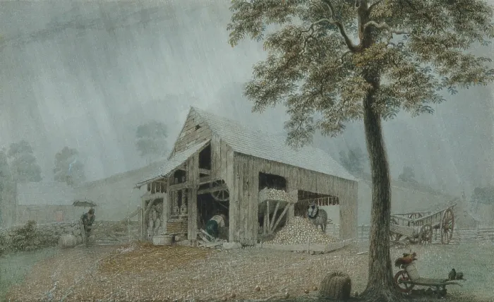 Framed Print : Rainstorm-Cider Mill at Redding, Connecticut, by George Harvey, ca. 1840. This watercolor is about the atmospheric effects of a rain storm Framed Print : Rainstorm-Cider Mill at Redding, Connecticut, by George Harvey, ca. 1840. This watercolor is about the atmospheric effects of a rain storm