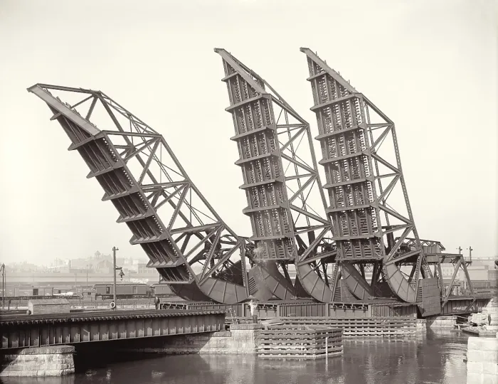 Framed Print : Raised Tower Bridges at Fort Point Channel Boston. The draw-bridge carried spans for Northern Avenue Congress Street and Summer Street. 1904. LC-DIG-det-4a11410 Framed Print : Raised Tower Bridges at Fort Point Channel Boston. The draw-bridge carried spans for Northern Avenue Congress Street and Summer Street. 1904. LC-DIG-det-4a11410