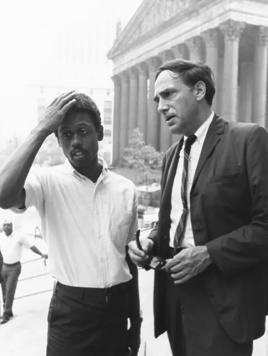 Framed Print : Ralph Featherstone of SNCC with civil rights attorney, William Kunstler, outside Federal Court. Featherstone had just learned the court set bail of $25, 000 for SNCC Chairman H Framed Print : Ralph Featherstone of SNCC with civil rights attorney, William Kunstler, outside Federal Court. Featherstone had just learned the court set bail of $25, 000 for SNCC Chairman H