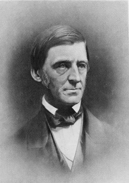 Framed Print : Ralph Waldo Emerson (1803-82, American writer and poet. 1884 mezzotint portrait)