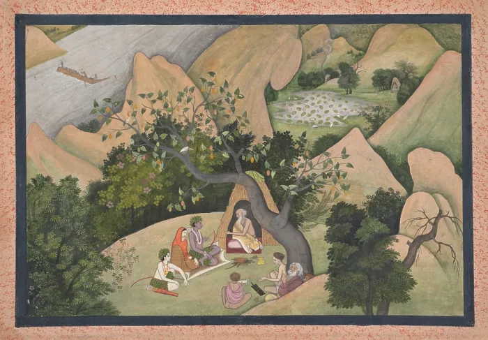 Framed Print : RAMA, SITA, AND LAKSHMANA AT THE HERMITAGE OF BHARADVAJA, Hindu, painting, opaque watercolor Framed Print : RAMA, SITA, AND LAKSHMANA AT THE HERMITAGE OF BHARADVAJA, Hindu, painting, opaque watercolor