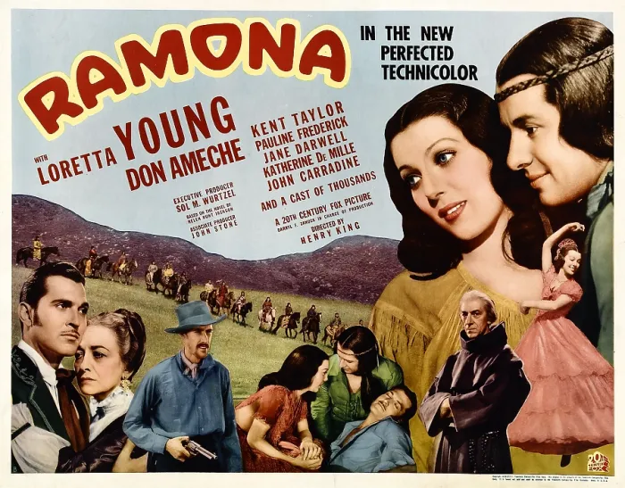 Framed Print : RAMONA, from left: Kent Taylor, Pauline Frederick, John Carradine, Loretta Young, Don Ameche, Victor Kilian, Loretta Young, Don Ameche, 1936