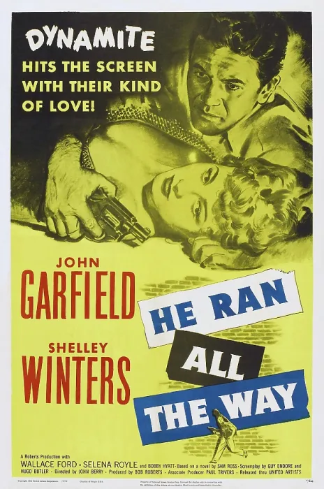 Framed Print : HE RAN ALL THE WAY, US poster art, from left: John Garfield, Shelley Winters, 1951