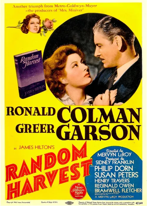 Framed Print : RANDOM HARVEST, from left: Greer Garson, Ronald Colman on midget window card, 1942