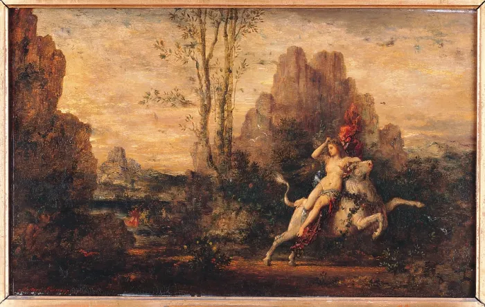 Framed Print : The Rape of Europa, by Gustave Moreau, 1869 about, 19th Century, oil on panel, cm 26 x 42 - France, Ile de France, Paris, Muse dOrsay. All