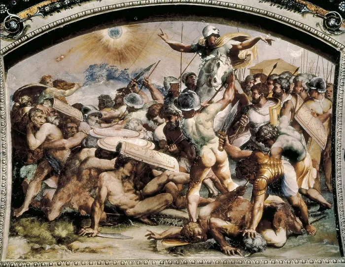 Framed Print : Raphael (1483-1520). Logge. Joshua Stopping the Sun. 1518-1519. VATICAN CITY. Vatican Palaces. Renaissance art. Cinquecento. Fresco. AISA / Everett Collection**US SALES ONLY**
