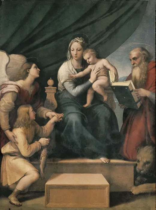Framed Print : Raphael (1483-1520). The Madonna of the Fish (The Madonna with the Archangel Gabriel and St. ca. 1513. The Madonna with St. Jerome, the Archangel Gabriel and Tobias) Framed Print : Raphael (1483-1520). The Madonna of the Fish (The Madonna with the Archangel Gabriel and St. ca. 1513. The Madonna with St. Jerome, the Archangel Gabriel and Tobias)