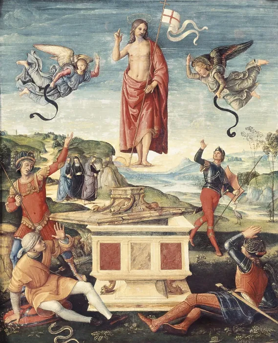 Framed Print : Raphael (1483-1520). Resurrection of Christ. 1499 - 1502. Renaissance art. Cinquecento. Oil on wood. BRAZIL. Sao Paulo. Sao Paulo Museum of Art