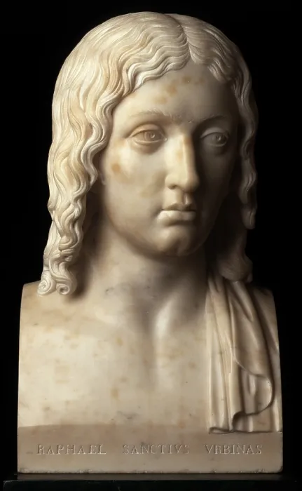 Framed Print : Raphael's Bust or Raphael's Herm, by Pietro Fontana, 1807, 19th century, all-round marble - Italy, Lombardy, Milan, Modern Art Gallery, Whole artwork view