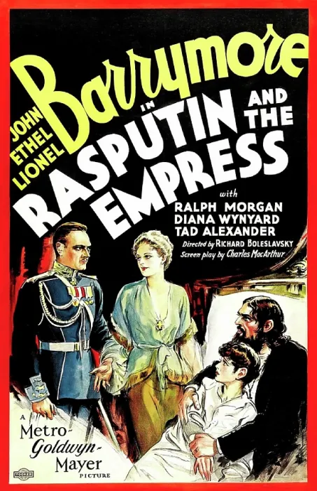 Framed Print : RASPUTIN AND THE EMPRESS, from left on US poster art: John Barrymore, Ethel Barrymore, Tad Alexander, Lionel Barrymore as Rasputin, 1932