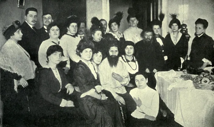 Framed Print : Rasputin, the favorite of the Russian Empress, with women admirers, 1914. This mystic holy man Grigory Yefimovich Rasputin, had very earthly tastes Framed Print : Rasputin, the favorite of the Russian Empress, with women admirers, 1914. This mystic holy man Grigory Yefimovich Rasputin, had very earthly tastes