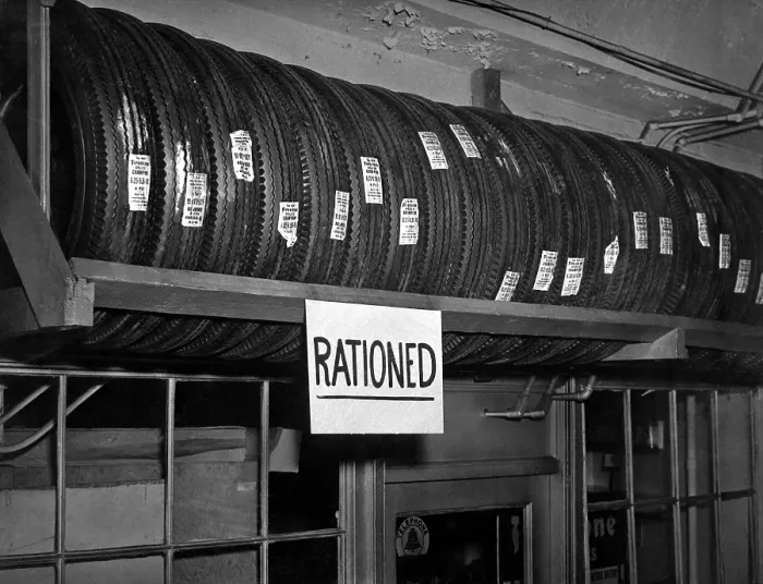 Framed Print : Rationed rubber tires during World War 2 Framed Print : Rationed rubber tires during World War 2