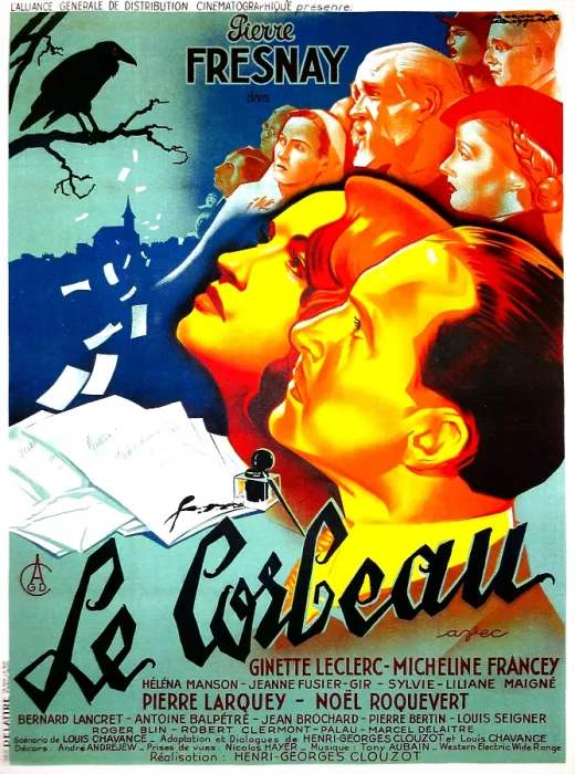 Framed Print : THE RAVEN, (aka LE CORBEAU), French poster, center: Micheline Francey, Pierre Fresnay, 1943