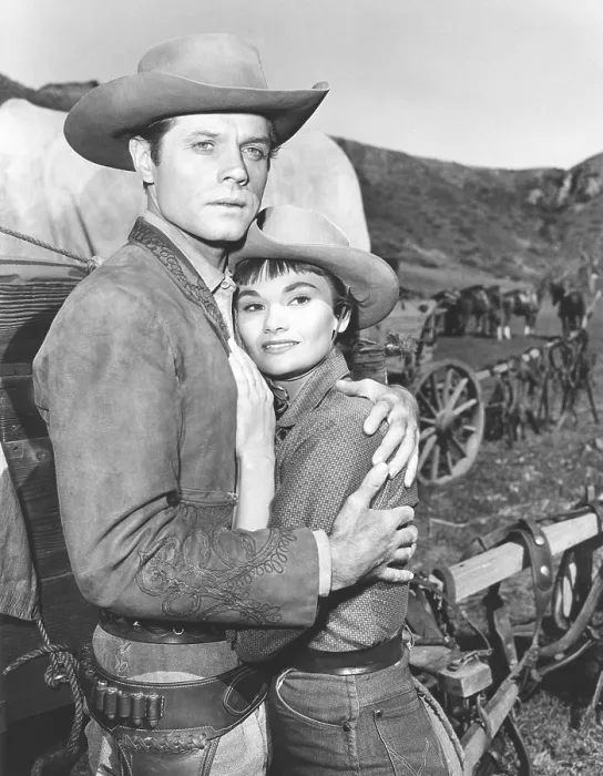 Framed Print : RAWHIDE, from left: Jack Lord, Gloria Talbott, Incident of the Calico Gun, (Season 1, ep 115, aired April 24, 1959), 1959-1965 Framed Print : RAWHIDE, from left: Jack Lord, Gloria Talbott, Incident of the Calico Gun, (Season 1, ep 115, aired April 24, 1959), 1959-1965