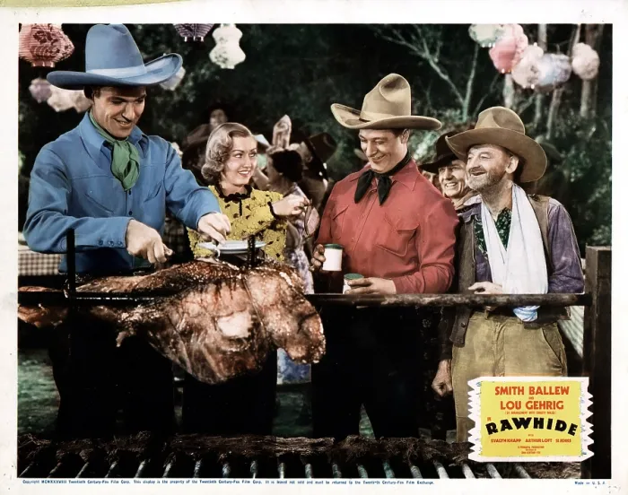 Framed Print : RAWHIDE, from left, Smith Ballew, Evalyn Knapp, Lou Gehrig, Si Jenks, 1938, TM and Copyright 20th Century Fox Film Corp. All rights reserved / courtesy Everett Collection