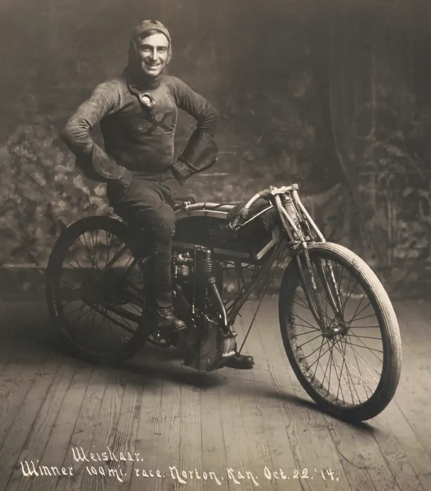 Framed Print : Ray Weishaar, won the 100 mile motorcycle race in Norton, Kansas, on Oct. 22, 1914 Framed Print : Ray Weishaar, won the 100 mile motorcycle race in Norton, Kansas, on Oct. 22, 1914