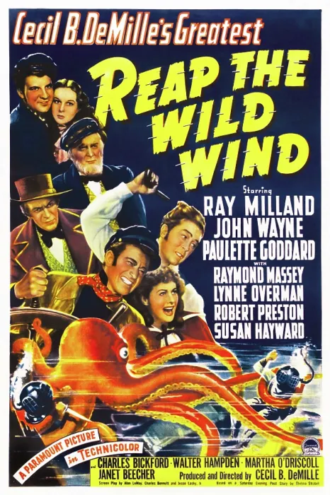 Framed Print : REAP THE WILD WIND, from top left: Ray Milland, Paulette Goddard, Lynne Overman, Raymond Massey, Ray Milland, Susan Hayward, 1942