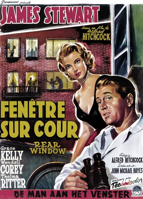Framed Print : REAR WINDOW, from left, Grace Kelly, James Stewart, 1954
