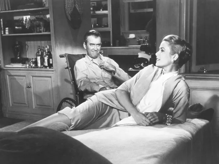 Framed Print : REAR WINDOW, from left: James Stewart, Grace Kelly, 1954 Framed Print : REAR WINDOW, from left: James Stewart, Grace Kelly, 1954