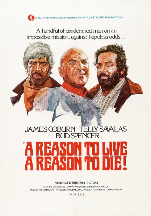 Framed Print : A REASON TO LIVE, A REASON TO DIE!, US poster art, from left: James Coburn, Telly Savalas, Bud Spencer, 1972