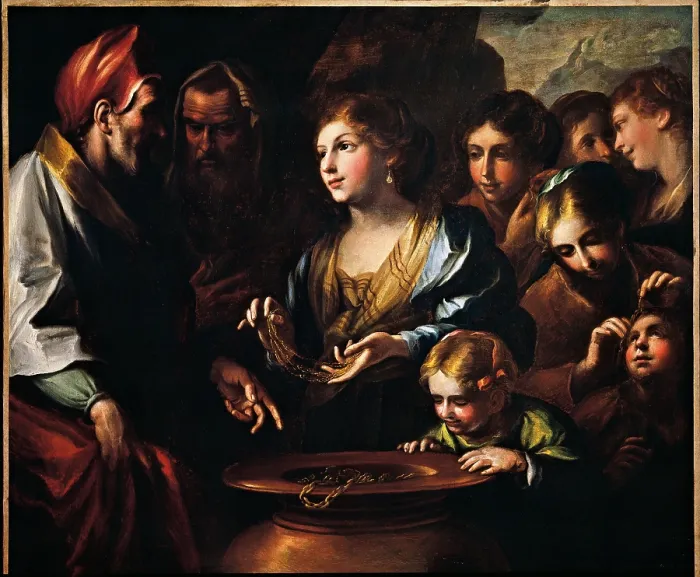 Framed Print : Rebecca, by Federico Bianchi, 1683 - 1685, 17th Century, oil on canvas - Italy, Lombardy, Milan, Castello Sforzesco, Civic Collections of Ancient Art. Whole artwork view