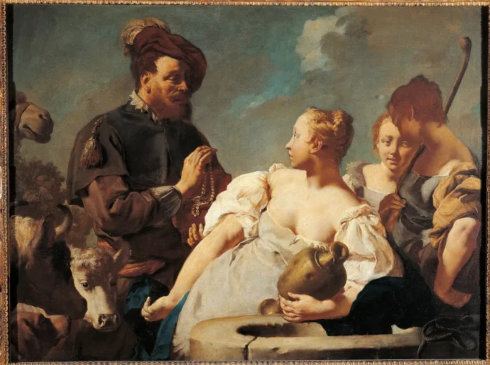 Framed Print : Rebecca at the Well, by Giovan Battista Piazzetta, 1740, 18th Century, oil on canvas, cm 102 x 137 - Italy, Lombardy, Milan, Brera Art Gallery. All