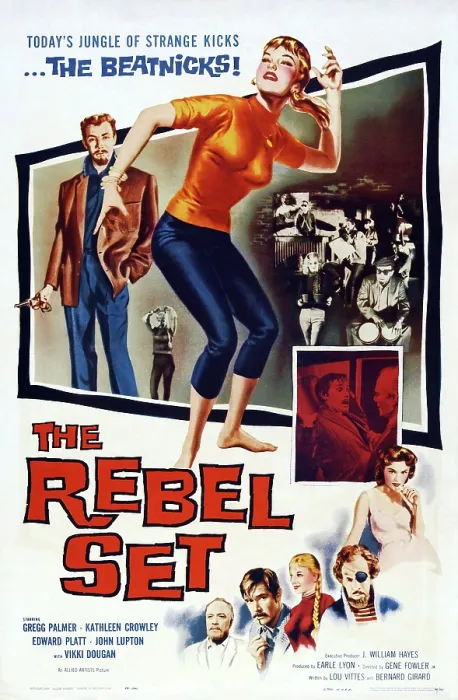 Framed Print : THE REBEL SET, top l-r: Don Sullivan, Vikki Dougan, bottom l-r: Edward C. Platt, John Lupton, Vikki Dougan, Kathleen Crowley, on poster art, 1959