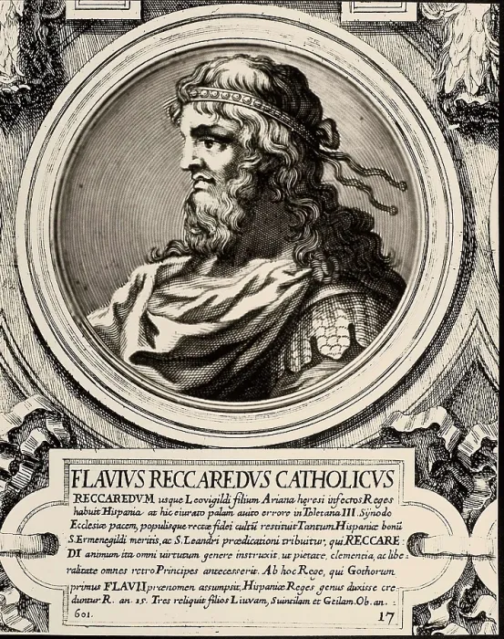 Framed Print : RECARED I ( -601). Engraving. AISA / Everett Collection**US SALES ONLY** Framed Print : RECARED I ( -601). Engraving. AISA / Everett Collection**US SALES ONLY**