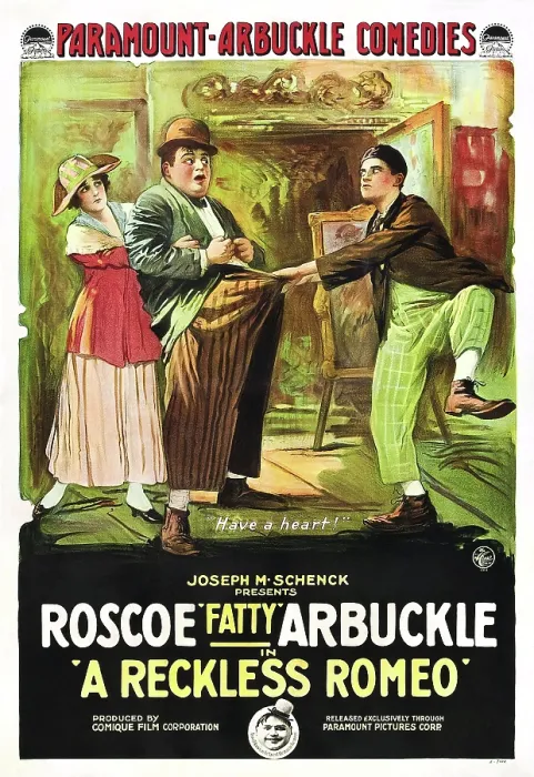 Framed Print : A RECKLESS ROMEO, center: Roscoe Fatty Arbuckle on poster art, 1917 Framed Print : A RECKLESS ROMEO, center: Roscoe Fatty Arbuckle on poster art, 1917