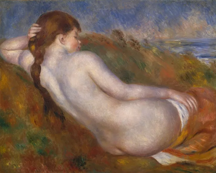 Framed Print : Reclining Nude, by Auguste Renoir, 1883, French impressionist painting, oil on canvas