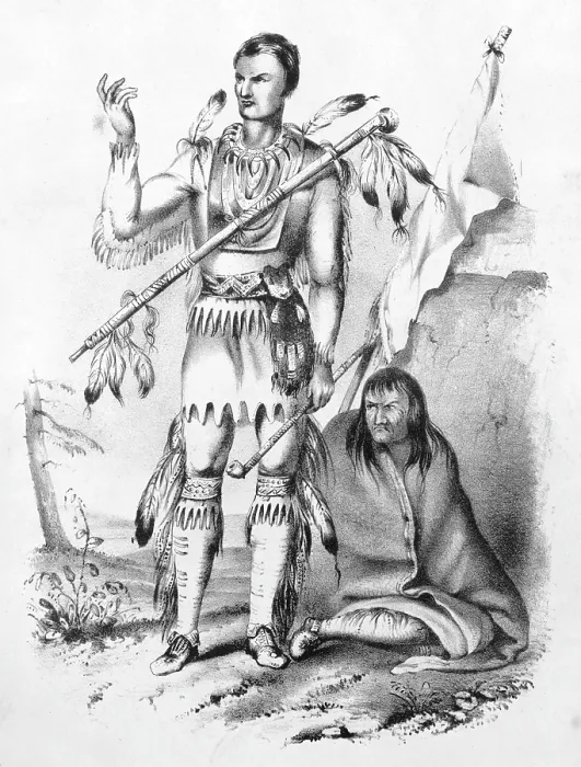 Framed Print : Red-Bird, a Winnebago. lithograph by George Catlin ca. 1838 Framed Print : Red-Bird, a Winnebago. lithograph by George Catlin ca. 1838