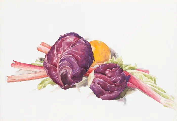 Framed Print : RED CABBAGES, RHUBARB AND ORANGE, by Charles Demuth, 1929, American painting, watercolor, graphite Framed Print : RED CABBAGES, RHUBARB AND ORANGE, by Charles Demuth, 1929, American painting, watercolor, graphite