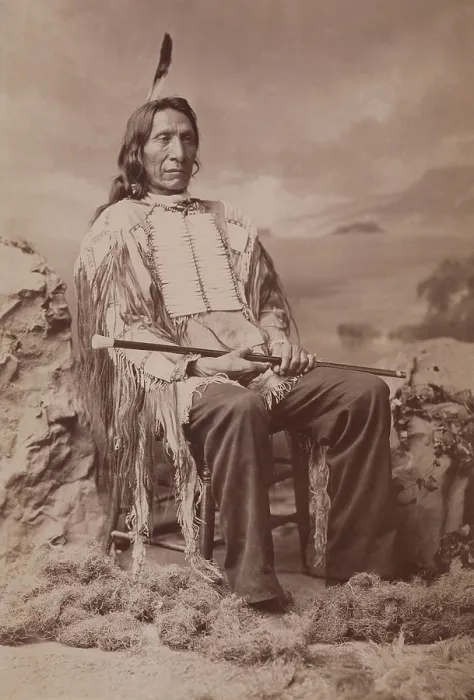 Framed Print : Red Cloud wears a traditional costume, ca. 1880 Framed Print : Red Cloud wears a traditional costume, ca. 1880