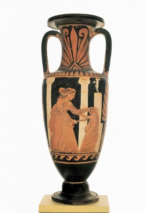 Framed Print : Red-figure amphora with neck. ca. 330 BC. Red-figure representation. Greek art. Ceramics. FRANCE. Paris. Louvre Museum. Proc: ITALY. CAMPANIA Framed Print : Red-figure amphora with neck. ca. 330 BC. Red-figure representation. Greek art. Ceramics. FRANCE. Paris. Louvre Museum. Proc: ITALY. CAMPANIA