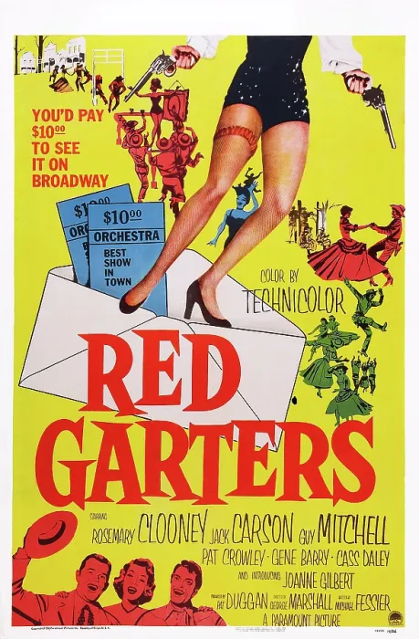 Framed Print : RED GARTERS, US poster, bottom from left: Jack Carson, Rosemary Clooney, Guy Mitchell, 1954