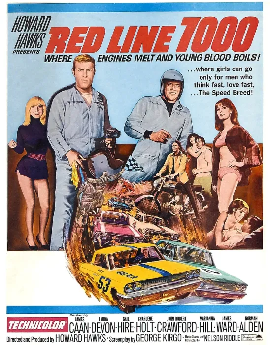 Framed Print : RED LINE 7000, James Caan 9second from left), Skip Ward (helmet), Mariana Hill (hand on hip), 1965