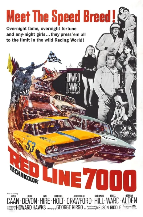 Framed Print : RED LINE 7000, James Caan (front), Mariana Hill (hand on hip), Skip Ward (helmet), John Robert Crawford (arm around waist), 1965