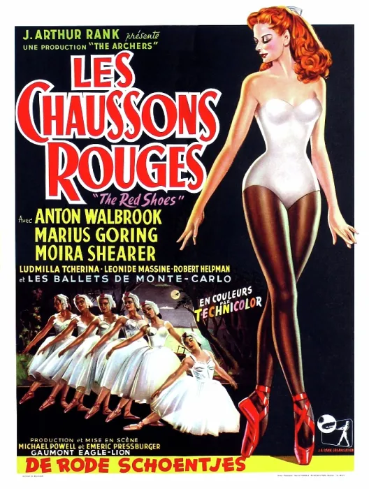 Framed Print : THE RED SHOES, (aka LES CHAUSSONS ROUGES, aka DE RODE SCHOENTJES), Belgian poster art, top: Moira Shearer, 1948