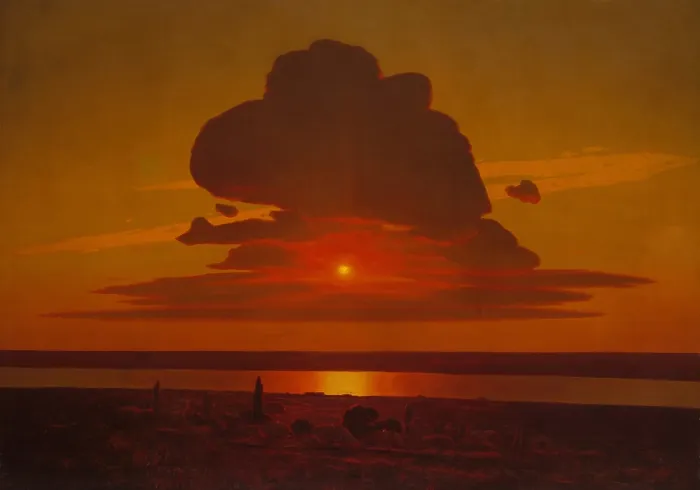 Framed Print : RED SUNSET ON THE DNIEPER, by Arkhip Ivanovich Kuindzhi, 1905-08, Russian painting, oil on canvas