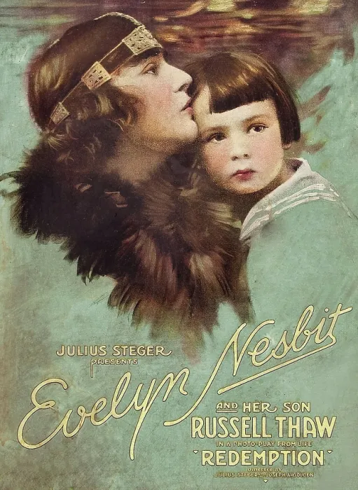Framed Print : REDEMPTION, l-r: Evelyn Nesbit, Russell Thaw on poster art, 1917