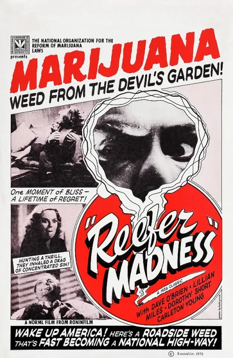 Framed Print : REEFER MADNESS, US 1972 re-issue poster art, Dorothy Short, Kenneth Craig, 1936