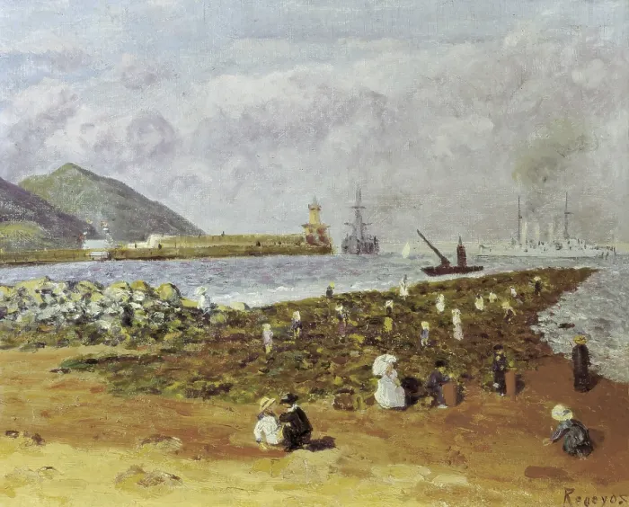 Framed Print : REGOYOS, Dario de (1875-1913). The Breakwater. Impressionism. Oil on canvas. SPAIN. Monistrol de Montserrat. Museum of Montserrat