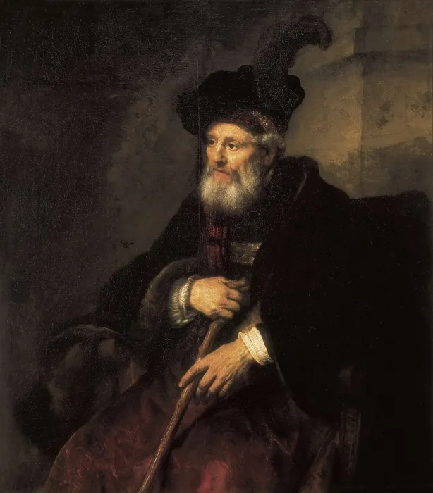 Framed Print : REMBRANDT, Harmenszoon van Rijn, called (1606-1669). Portrait of an Old Man. 1645. Baroque art. Oil on canvas. PORTUGAL. Lisbon