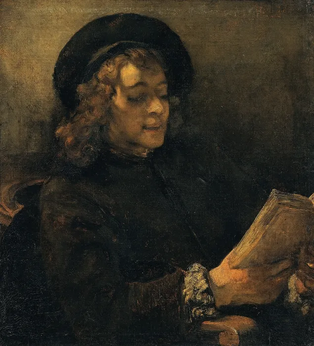 Framed Print : Rembrandt Harmenszoon van Rijn, Portrait of Titus, Reading, 1655 - 1657, 17th Century, oil on canvas, Austria, Wien, Kunsthistorisches Museum