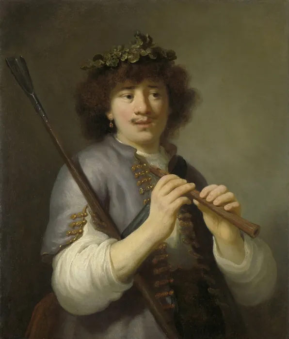 Framed Print : Rembrandt as Shepherd with Staff and Flute, Govert Flinck, 1636, Dutch painting, oil on canvas