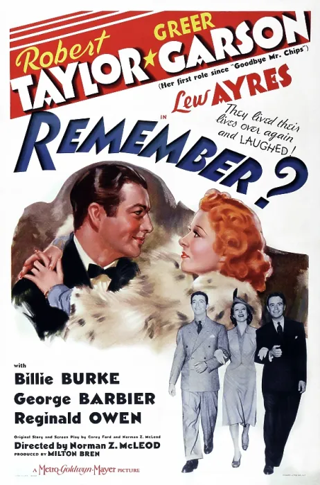 Framed Print : REMEMBER?, US poster art, bottom from left: Robert Taylor, Greer Garson, Lew Ayres, 1939