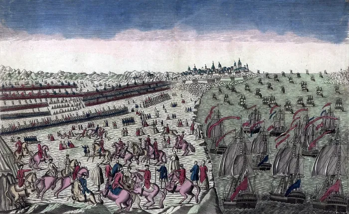 Framed Print : A rendition of the Siege of Yorktown. The combined American and French armies and the French navy surround the British army in Yorktown, Va. 1781 Framed Print : A rendition of the Siege of Yorktown. The combined American and French armies and the French navy surround the British army in Yorktown, Va. 1781