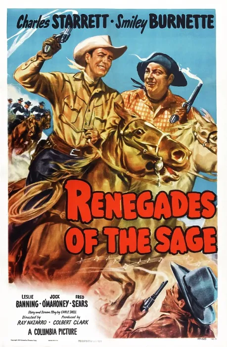 Framed Print : RENEGADES OF THE SAGE, US poster, from left: Charles Starrett, Smiley Burnette, 1949 Framed Print : RENEGADES OF THE SAGE, US poster, from left: Charles Starrett, Smiley Burnette, 1949