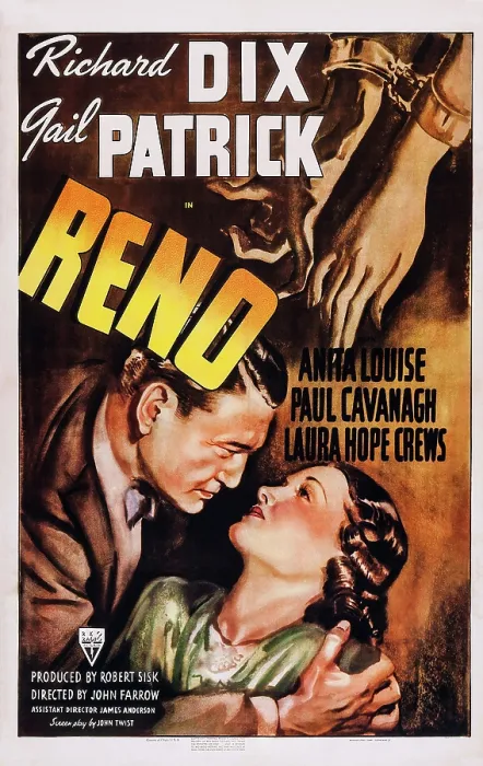Framed Print : RENO, US poster art, from left: Richard Dix, Gail Patrick, 1939 Framed Print : RENO, US poster art, from left: Richard Dix, Gail Patrick, 1939