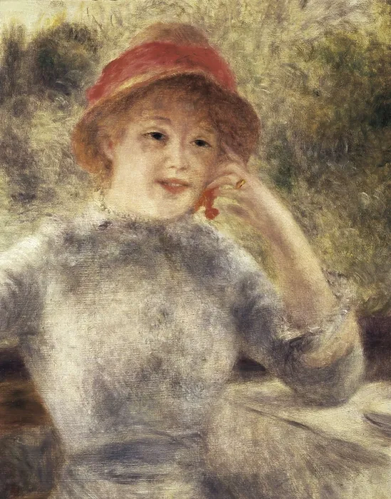 Framed Print : RENOIR, Pierre-Auguste (1841-1919). Alphonsine Fournaise. 1879. Central detail Framed Print : RENOIR, Pierre-Auguste (1841-1919). Alphonsine Fournaise. 1879. Central detail